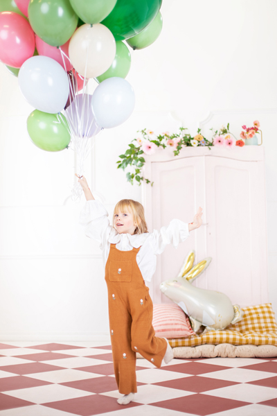 Giant White and Gold Rabbit Foil Balloon, 35in