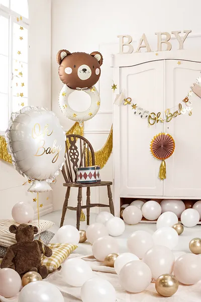 Teddy Rattle Shaped Baby Shower Foil Balloon, 26in