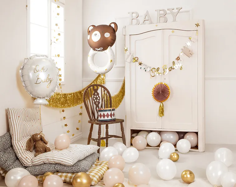 Teddy Rattle Shaped Baby Shower Foil Balloon, 26in