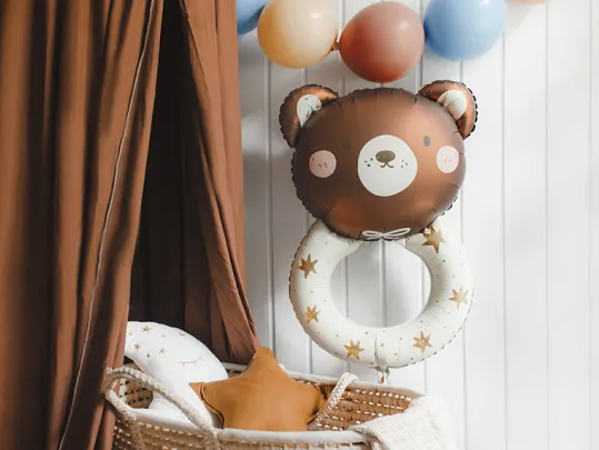 Teddy Rattle Shaped Baby Shower Foil Balloon, 26in
