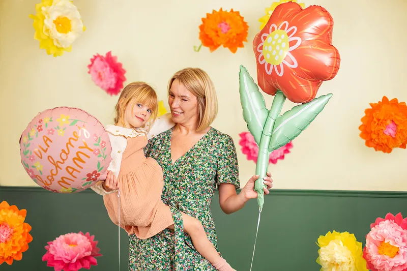 Red Flower Foil Balloon, 29in