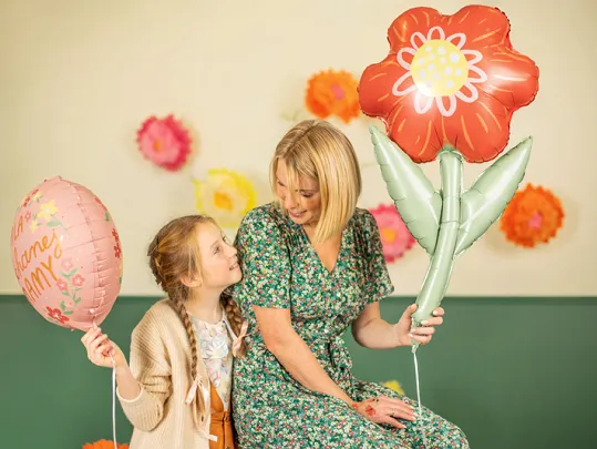Red Flower Foil Balloon, 29in