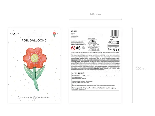 Red Flower Foil Balloon, 29in