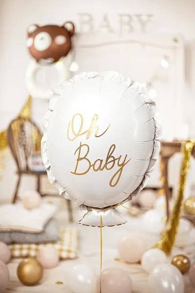 White Oh Baby Foil Balloon, 21in