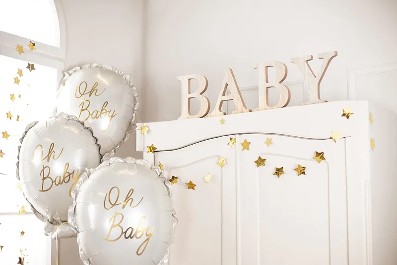 White Oh Baby Foil Balloon, 21in