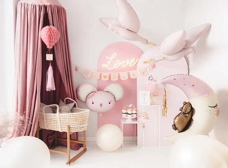 Giant Pink Stork Foil Balloon, 40in