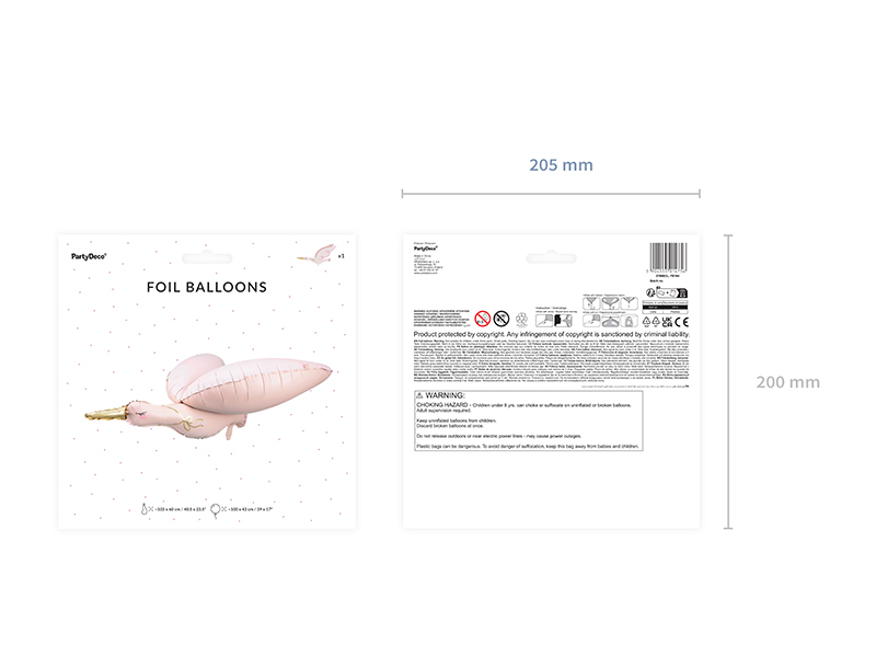 Giant Pink Stork Foil Balloon, 40in