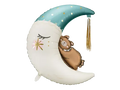 Giant White and Blue Sleepy Bear on the Moon Foil Balloon, 38in