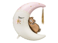 Giant White and Pink Sleepy Bear on the Moon Foil Balloon, 38in