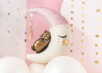 Giant White and Pink Sleepy Bear on the Moon Foil Balloon, 38in