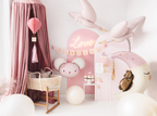 Giant White and Pink Sleepy Bear on the Moon Foil Balloon, 38in