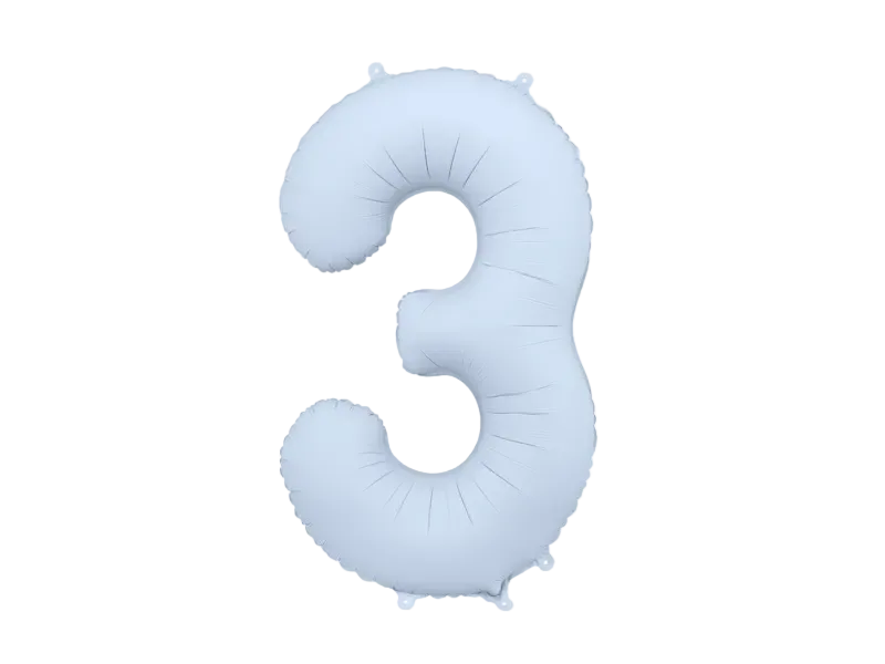 Blue Number 3 Foil Balloon, 34in