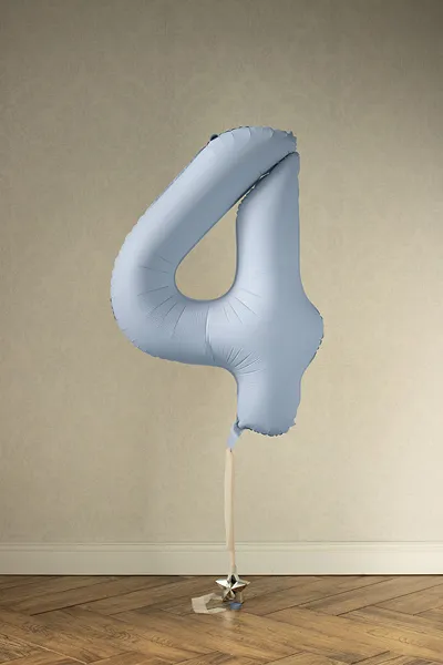 Blue Number 4 Foil Balloon, 34in