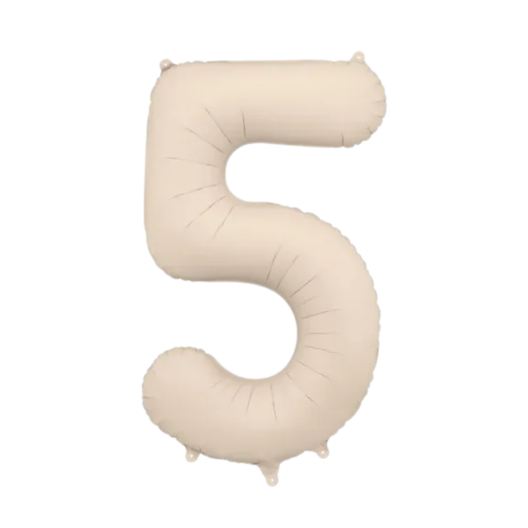 Beige Number 5 Foil Balloon, 34in