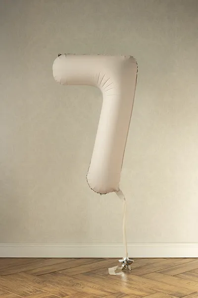 Beige Number 7 Balloon, 34in