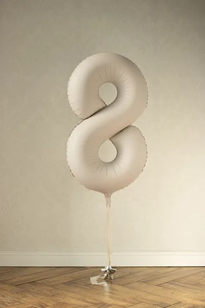 Beige Number 8 Foil Balloon, 34in