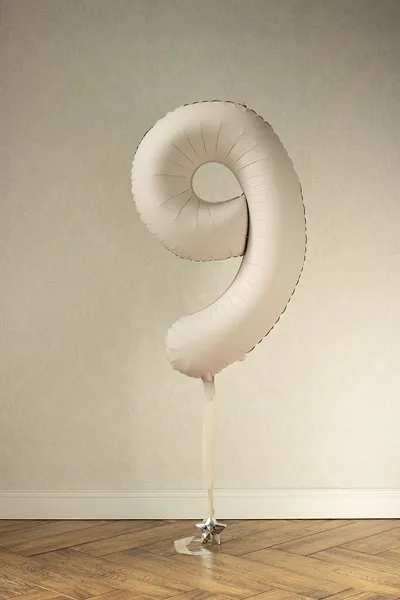 Beige Number 9 Foil Balloon, 34in