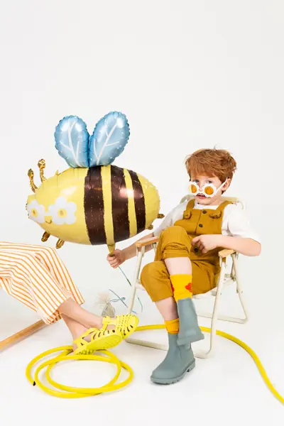 Yellow Striped Bumble Bee Foil Balloon, 28in