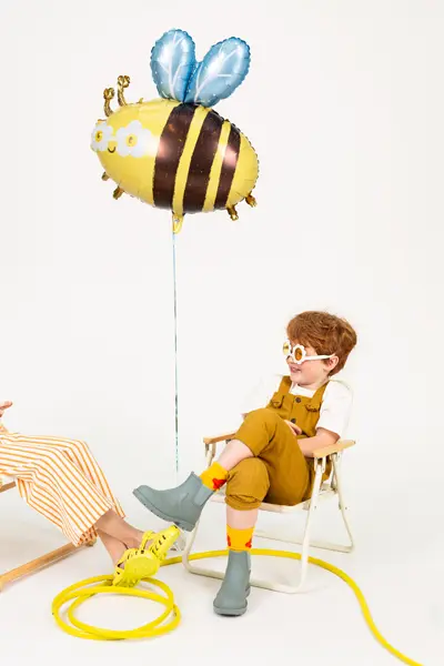 Yellow Striped Bumble Bee Foil Balloon, 28in
