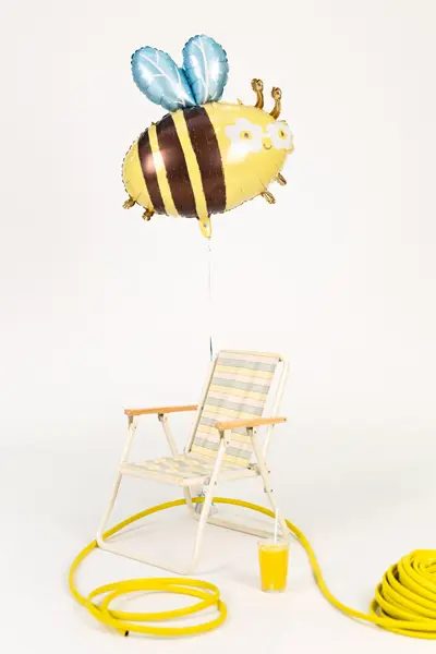 Yellow Striped Bumble Bee Foil Balloon, 28in