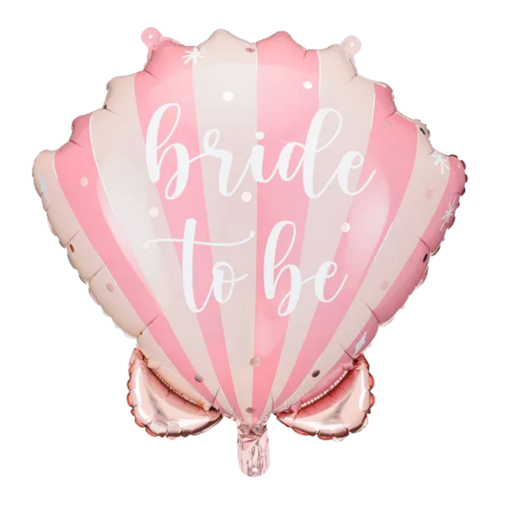 Pink and White Stripe Seashell Shaped Bridal Shower Foil Balloon, 20in