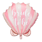 Pink and White Stripe Seashell Shaped Bridal Shower Foil Balloon, 20in