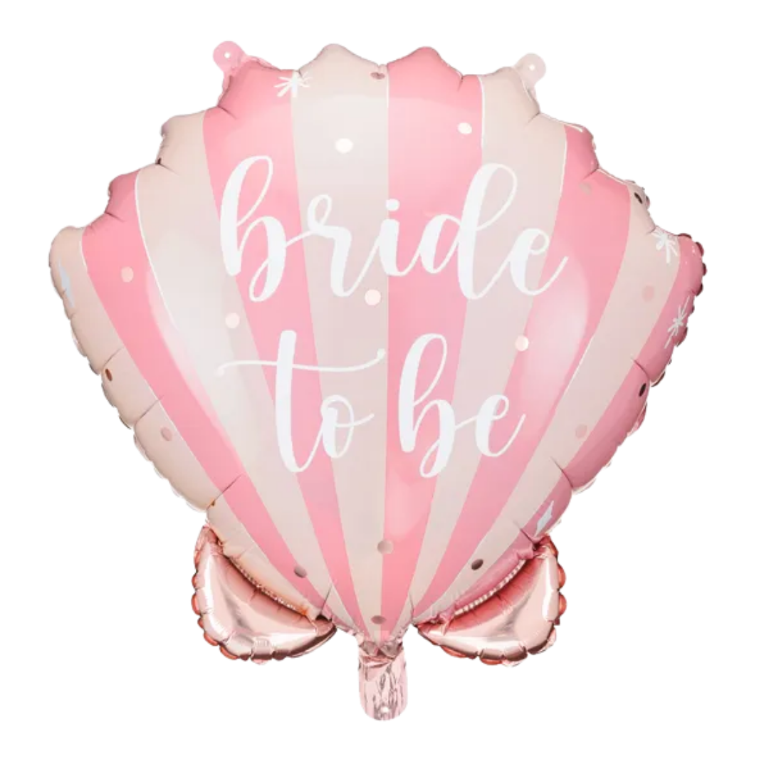 Pink and White Stripe Seashell Shaped Bridal Shower Foil Balloon, 20in