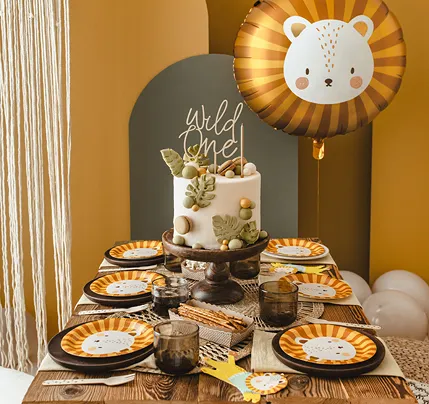 Gold Stripe White Lion Foil Balloon, 22in