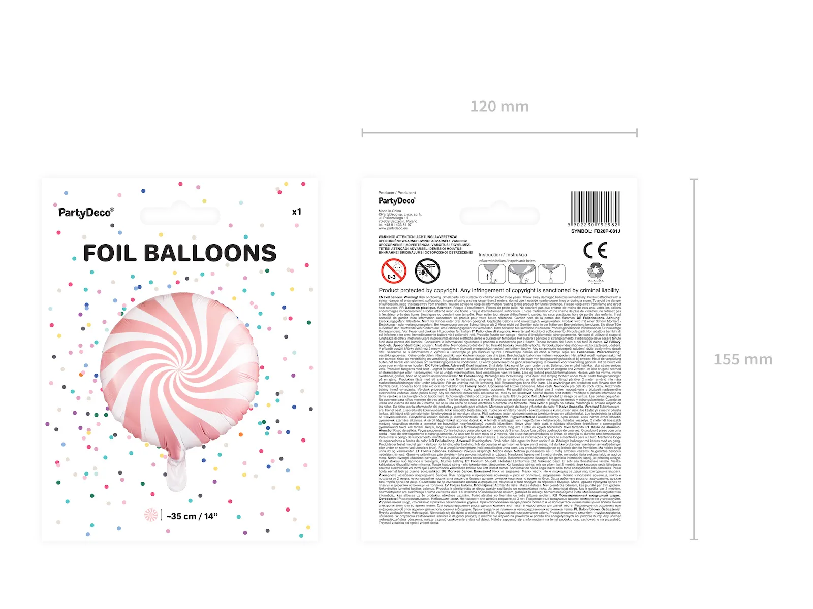 Pink Candy Foil Balloon, 14in