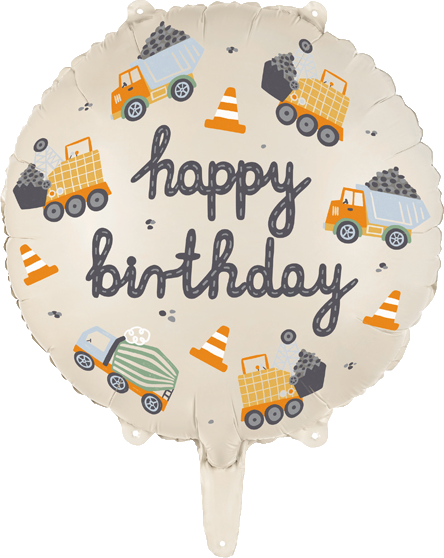 Construction Vehicles "Happy Birthday" Foil Balloon, 15in