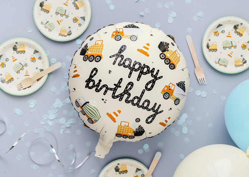 Construction Vehicles "Happy Birthday" Foil Balloon, 15in
