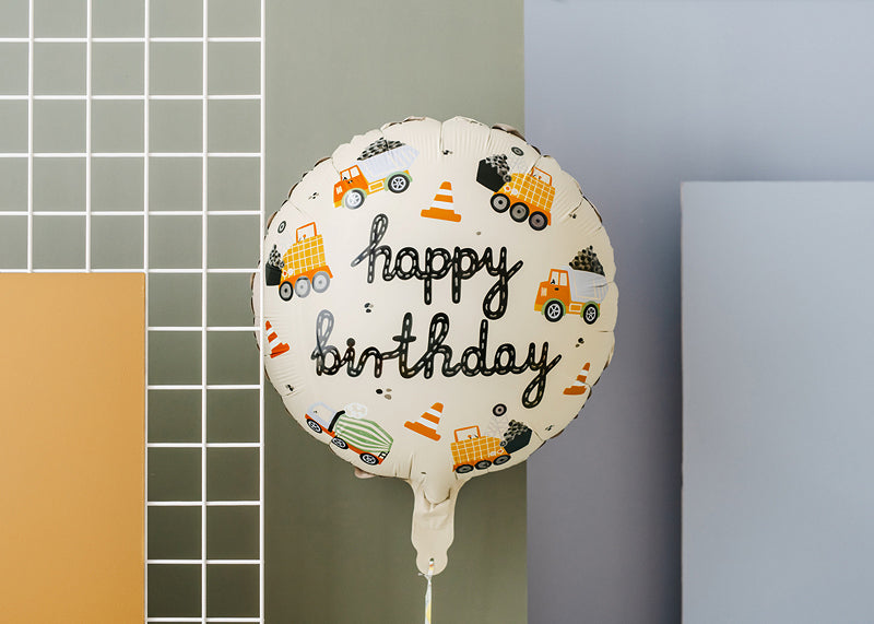 Construction Vehicles "Happy Birthday" Foil Balloon, 15in