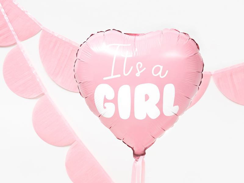 Pink "It's A Girl" Gender Reveal Heart Foil Balloon, 18in