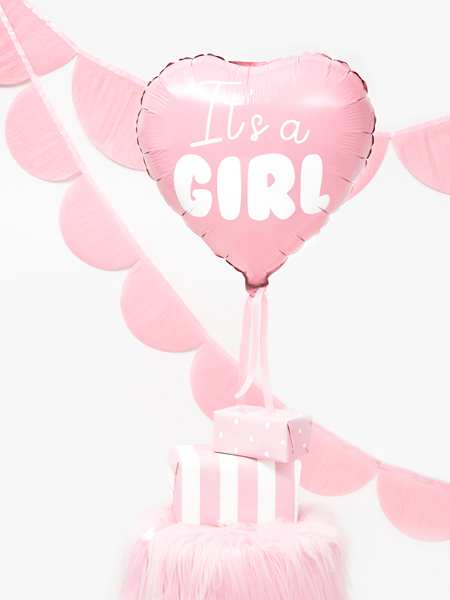 Pink "It's A Girl" Gender Reveal Heart Foil Balloon, 18in