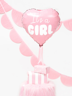 Pink "It's A Girl" Gender Reveal Heart Foil Balloon, 18in