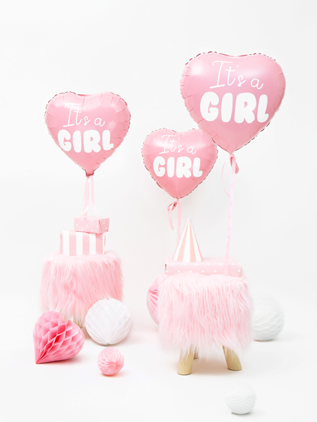 Pink "It's A Girl" Gender Reveal Heart Foil Balloon, 18in