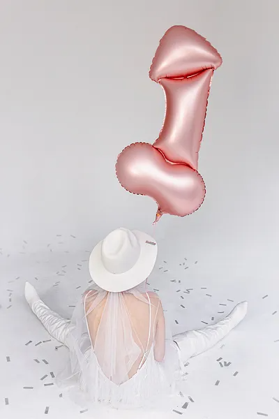 Giant Rose Gold Penis Foil Balloon, 44in