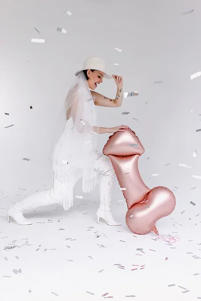 Giant Rose Gold Penis Foil Balloon, 44in