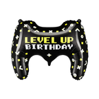Black Gamepad Shaped "Happy Birthday" Foil Balloon, 25in (SAMPLE)