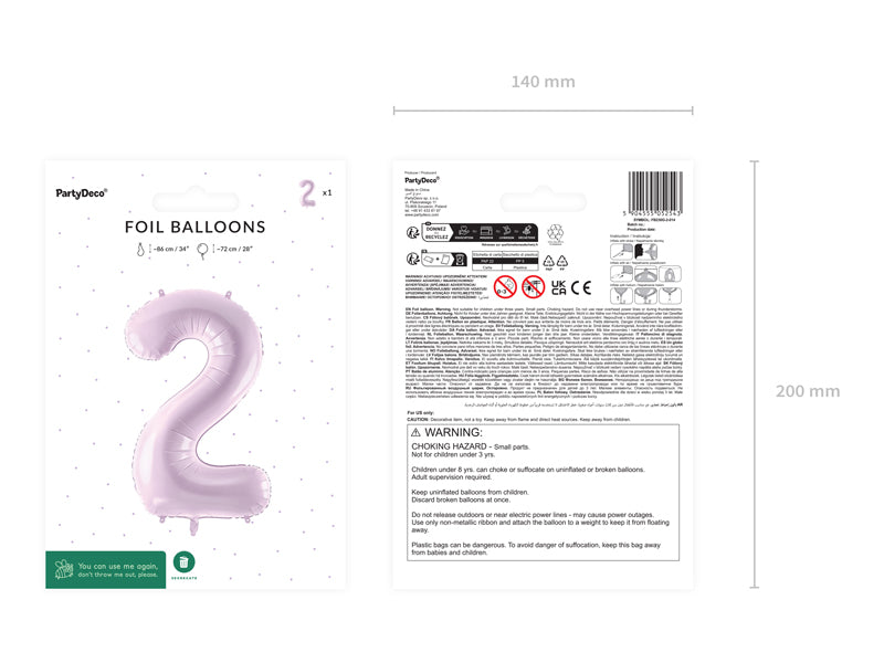 Purple Number 2  Foil Balloon, 28in