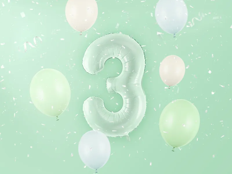 Green Number 3 Foil Balloon, 28in