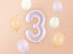 Purple Number 3 Foil Balloon, 28in