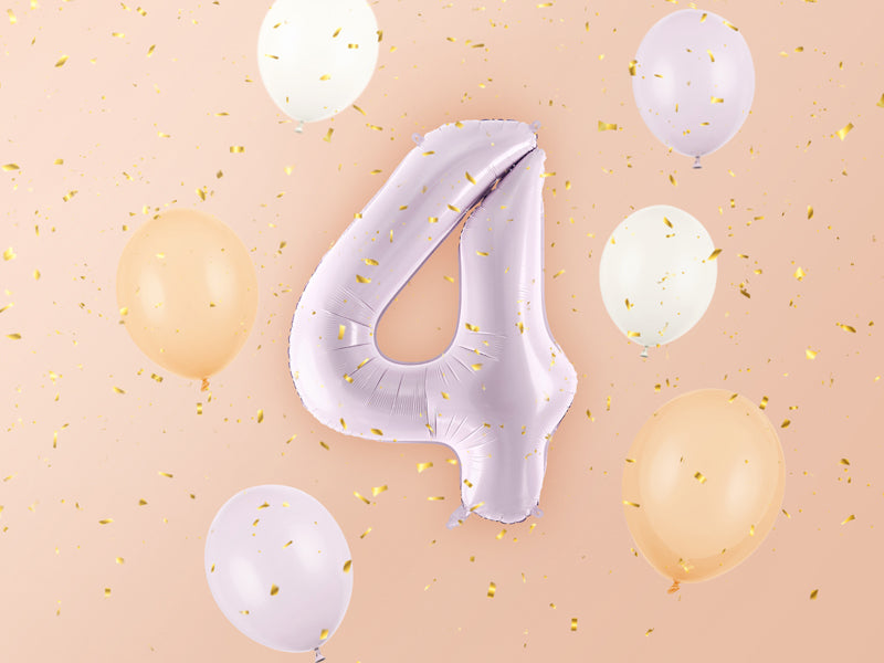 Purple Number 4 Foil Balloon, 28in