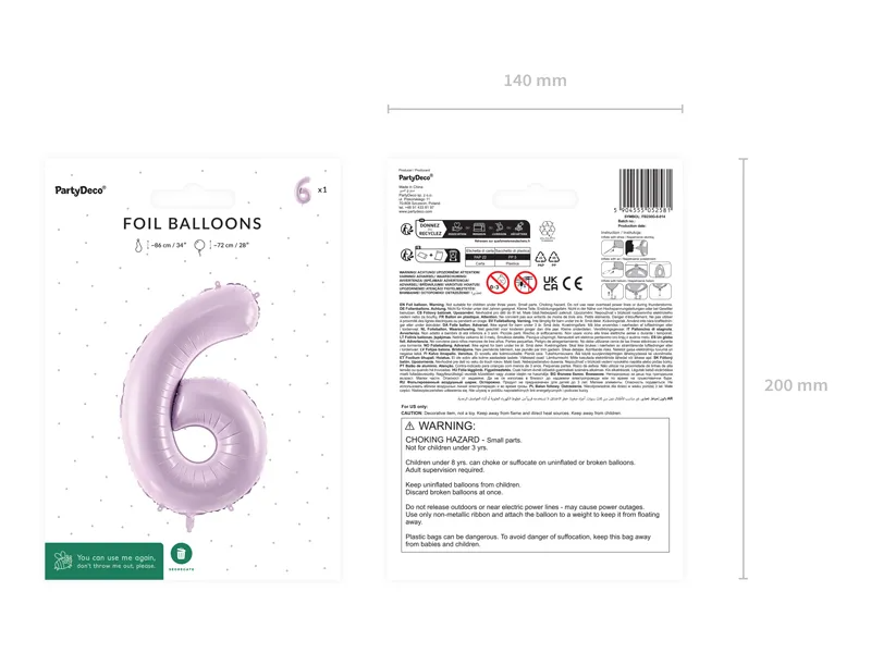 Purple Number 6 Foil Balloon, 28in