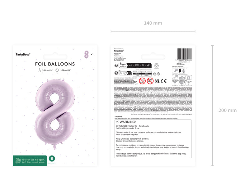 Purple Number 8  Foil Balloon, 28in