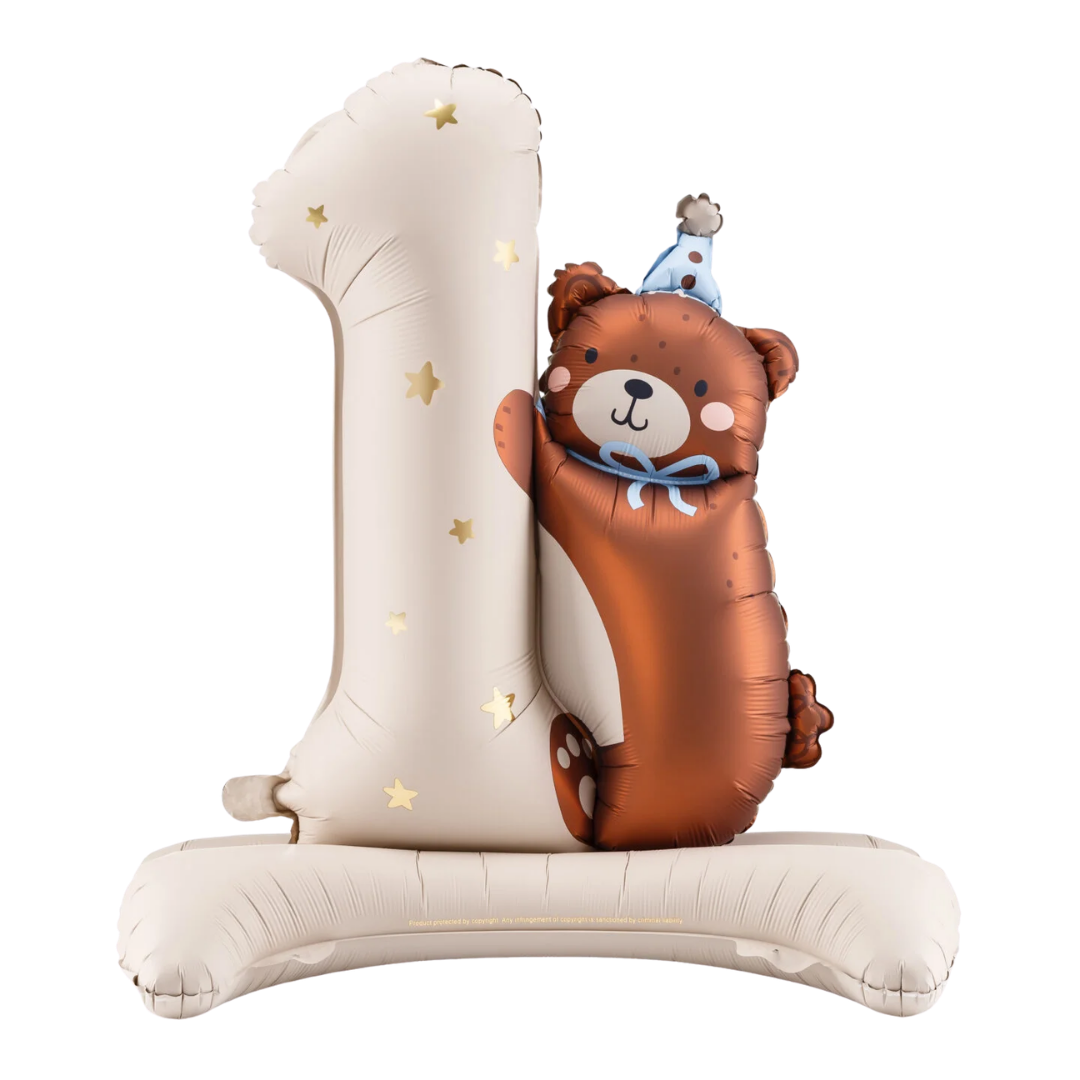 Brown Teddy Bear 1st Birthday Foil Balloon, 32in