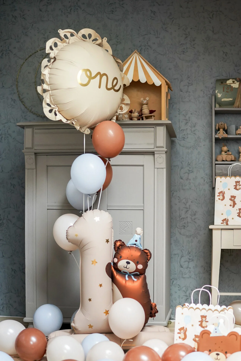 Brown Teddy Bear 1st Birthday Foil Balloon, 32in
