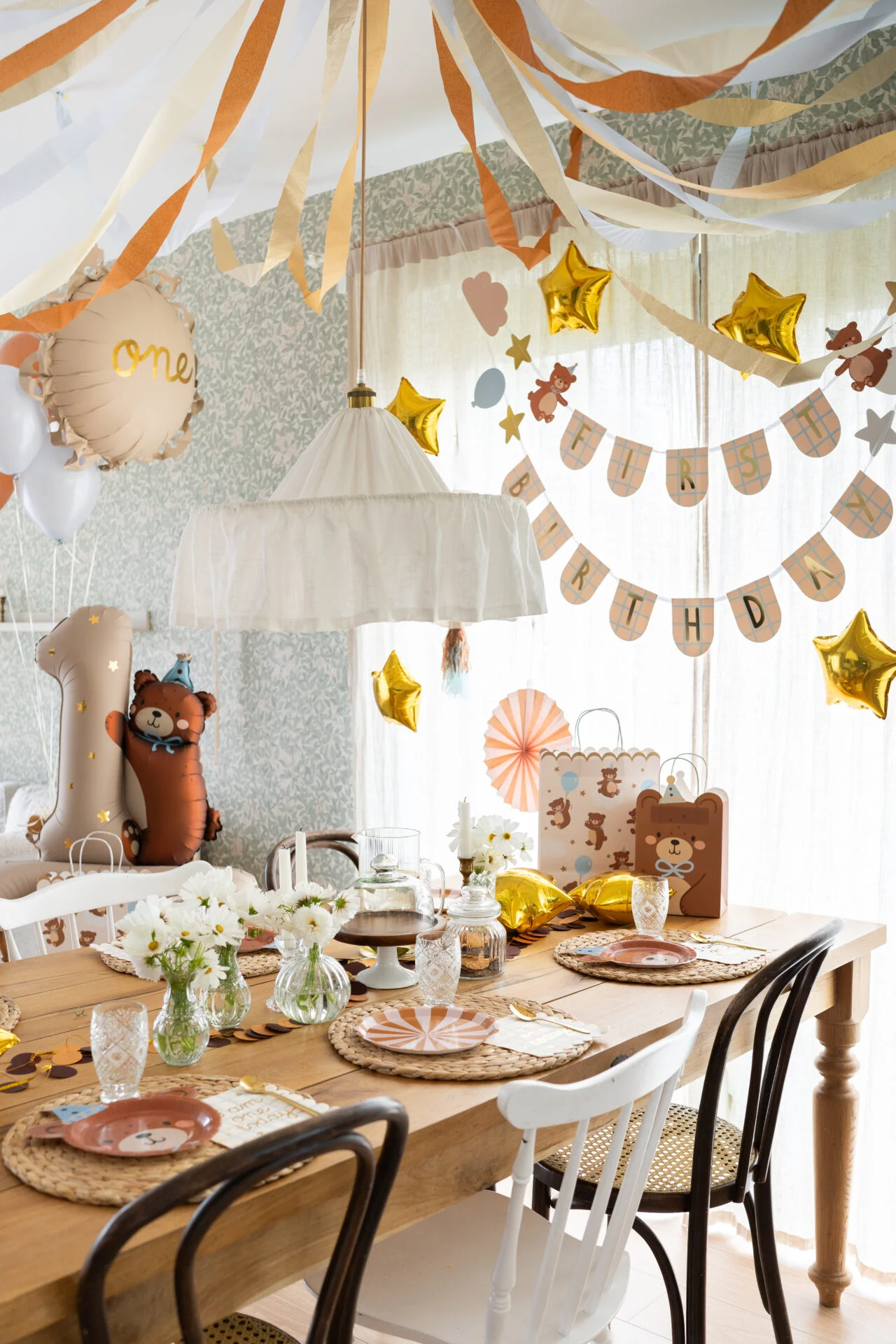 Brown Teddy Bear 1st Birthday Foil Balloon, 32in