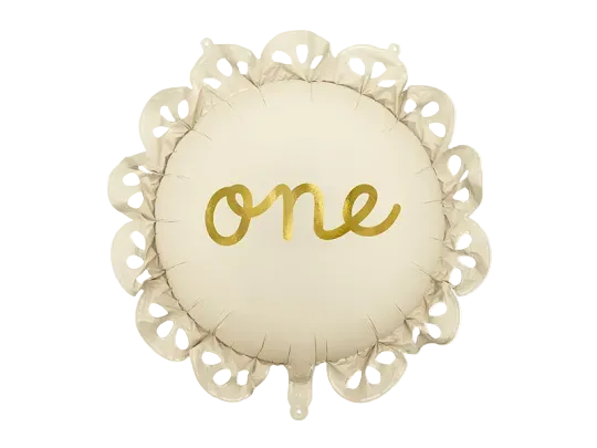 White and Gold First Birthday "One" Round Foil Balloon, 20in