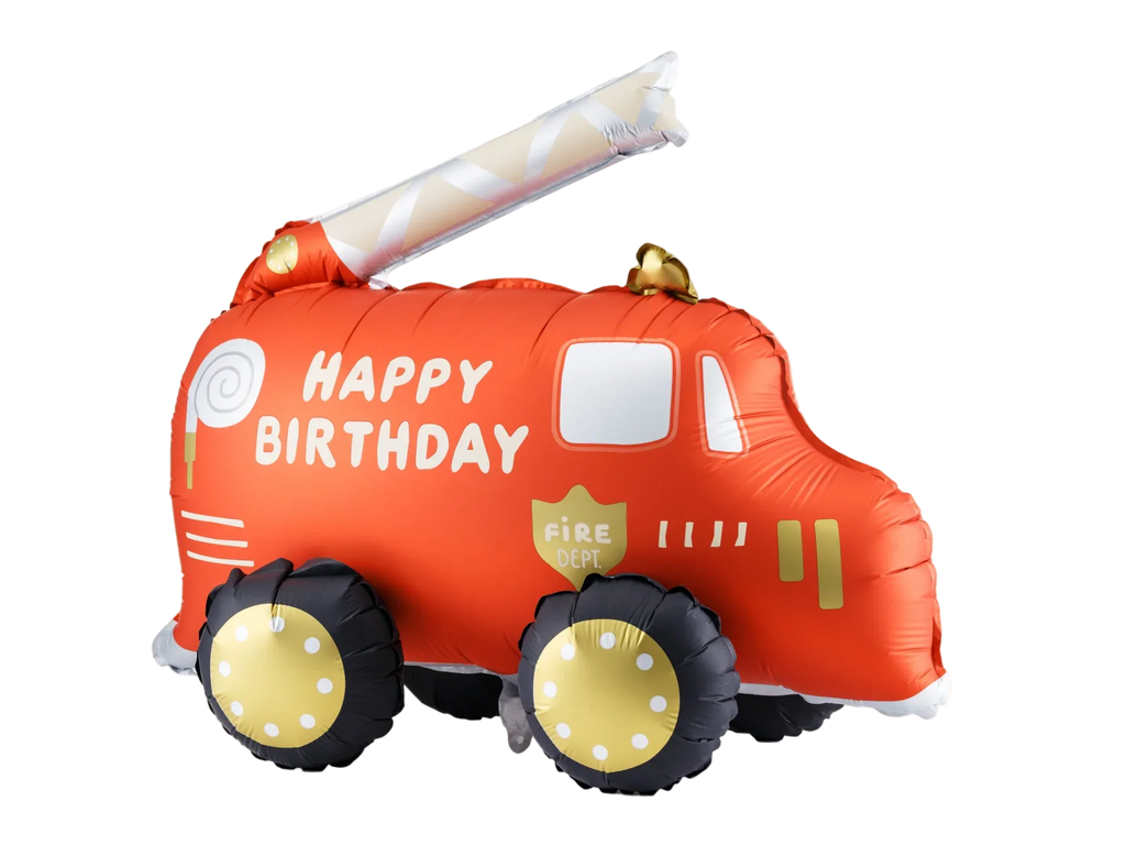 Red Happy Birthday Fire Truck Foil Balloon, 26in
